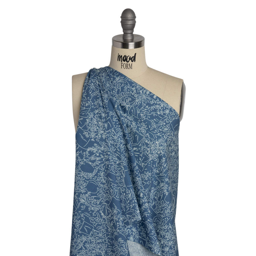 Mood Exclusive Country Blue Potted Pleasantries Cotton Poplin Drape