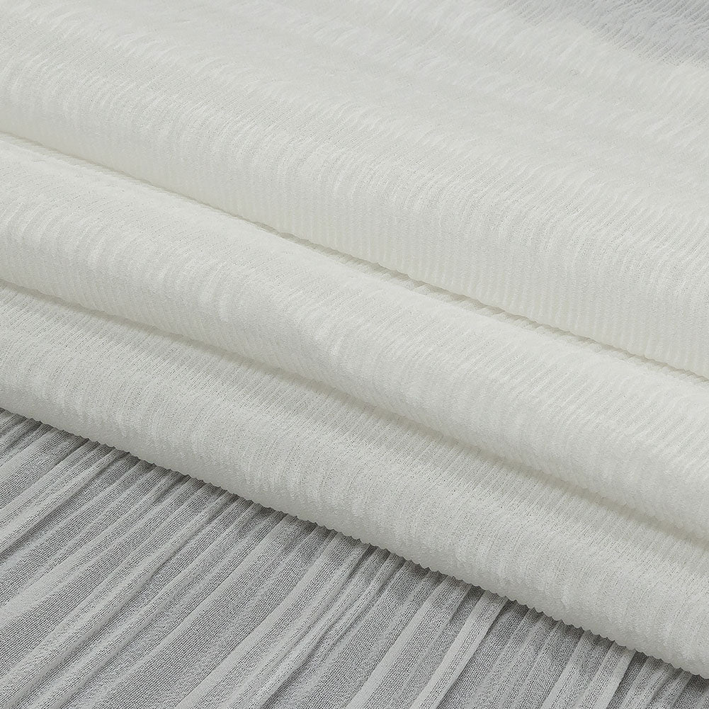 The Row Italian White Pleated Stripes Polyester Chiffon Folded