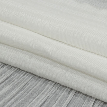 The Row Italian White Pleated Stripes Polyester Chiffon Folded