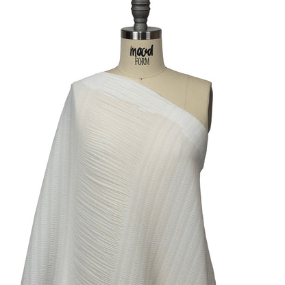 The Row Italian White Pleated Stripes Polyester Chiffon Drape