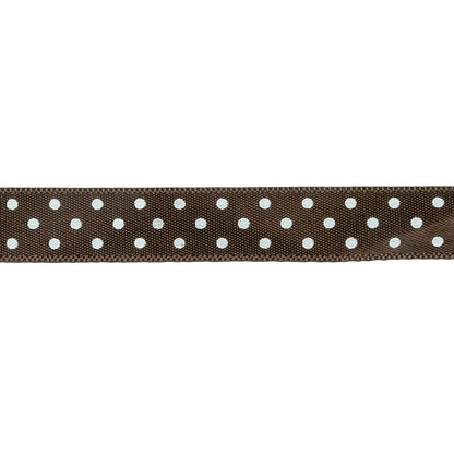 Brown and White Polka Dot Satin Ribbon - 0.375" Detail