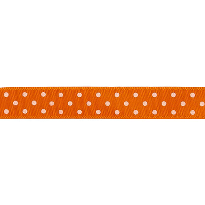 Orange and White Polka Dot Satin Ribbon - 0.375" Detail