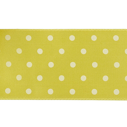 Banana and White Polka Dot Satin Ribbon - 1.5" Detail