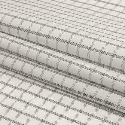 White, Gray and Black Checked Cotton Shirting Folded