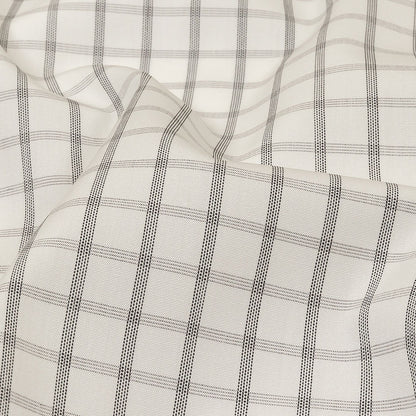 White, Gray and Black Checked Cotton Shirting Detail