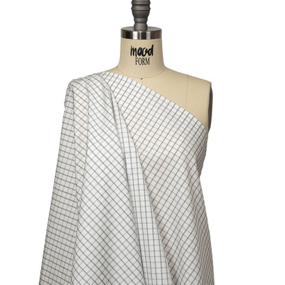 White, Gray and Black Checked Cotton Shirting Drape