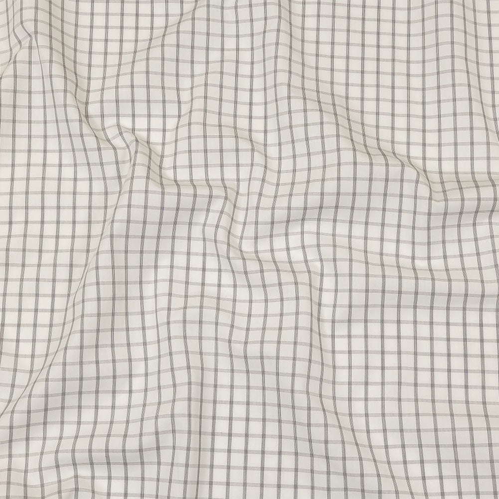 White, Gray and Black Checked Cotton Shirting