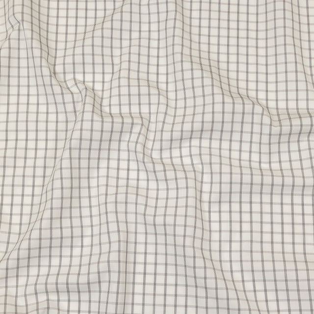 White, Gray and Black Checked Cotton Shirting