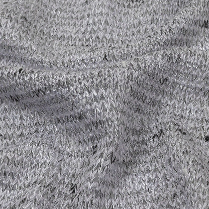 Gray and Black Speckled Loose Cotton and Polyester Sweater Knit Detail