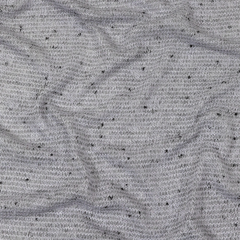 Gray and Black Speckled Loose Cotton and Polyester Sweater Knit