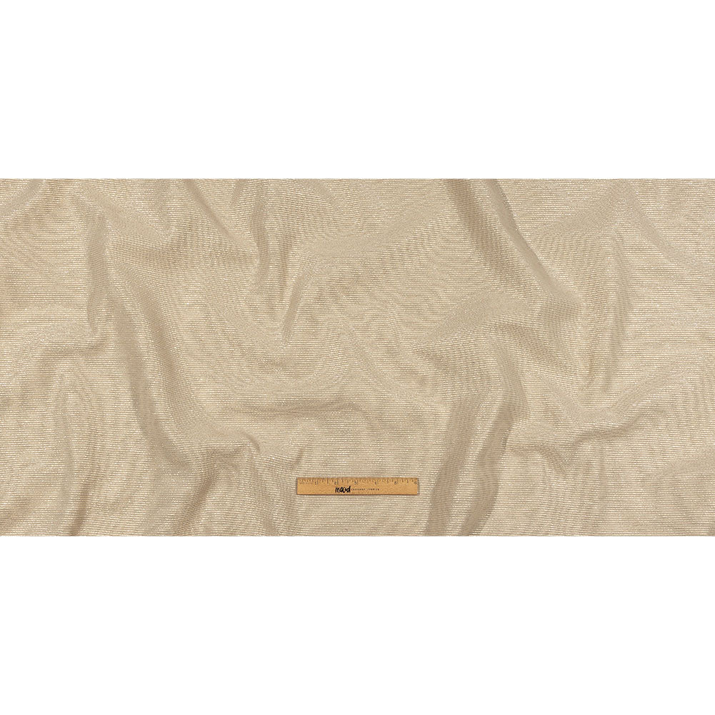 Metallic Gold, Silver and Beige Striped Cotton and Polyester Matelasse Full