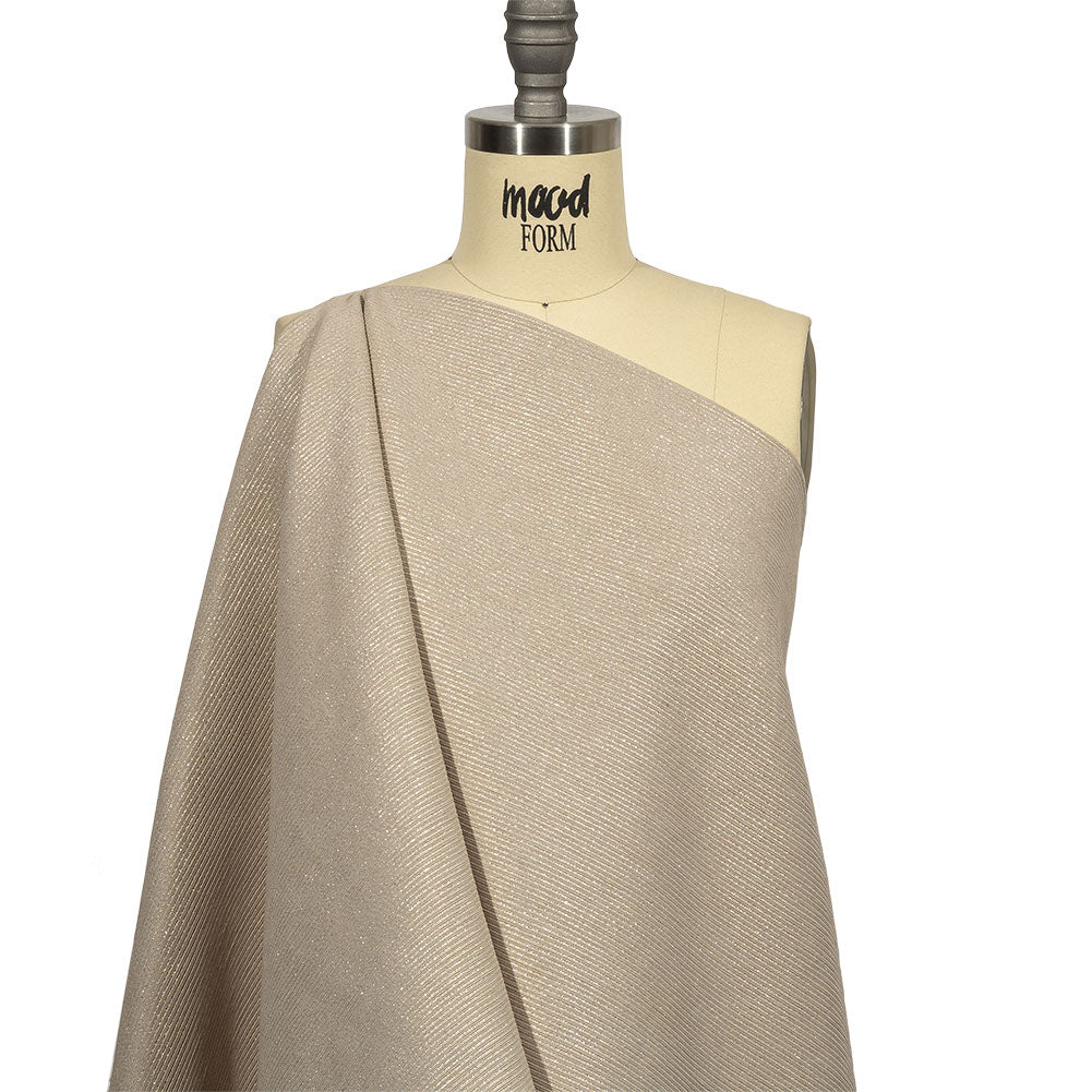 Metallic Gold, Silver and Beige Striped Cotton and Polyester Matelasse Drape