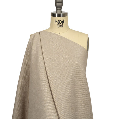 Metallic Gold, Silver and Beige Striped Cotton and Polyester Matelasse Drape