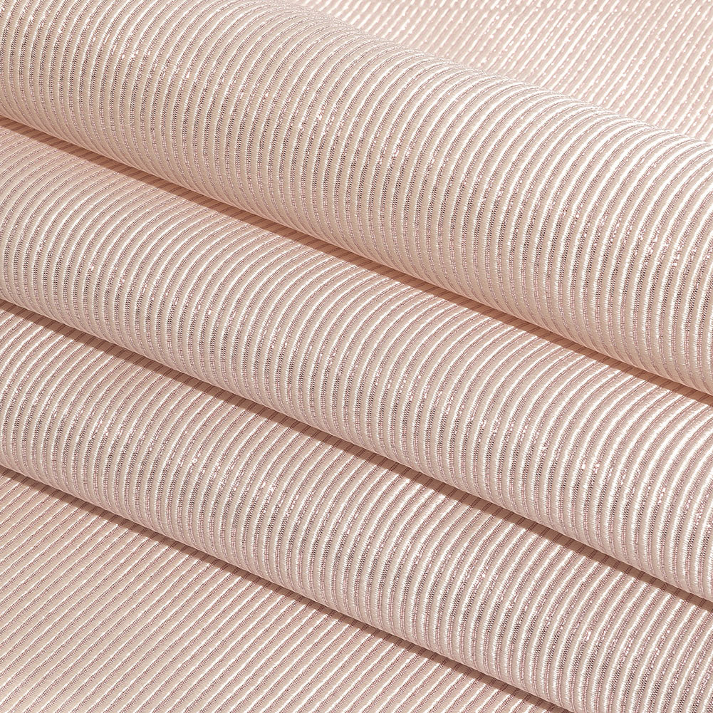 Pastel Pink Metallic Stripes Polyester Matelasse Folded