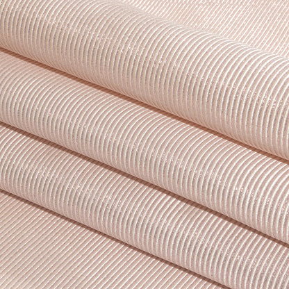 Pastel Pink Metallic Stripes Polyester Matelasse Folded