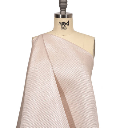 Pastel Pink Metallic Stripes Polyester Matelasse Drape