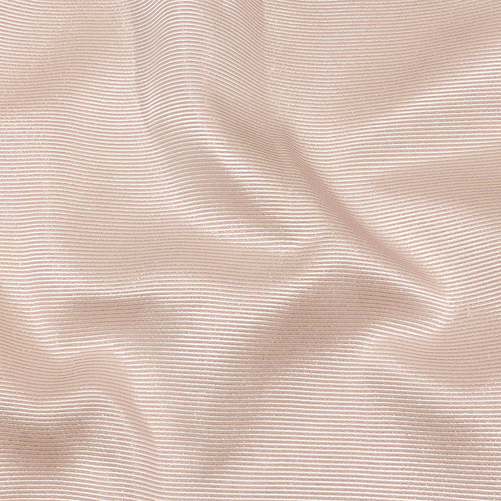 Pastel Pink Metallic Stripes Polyester Matelasse
