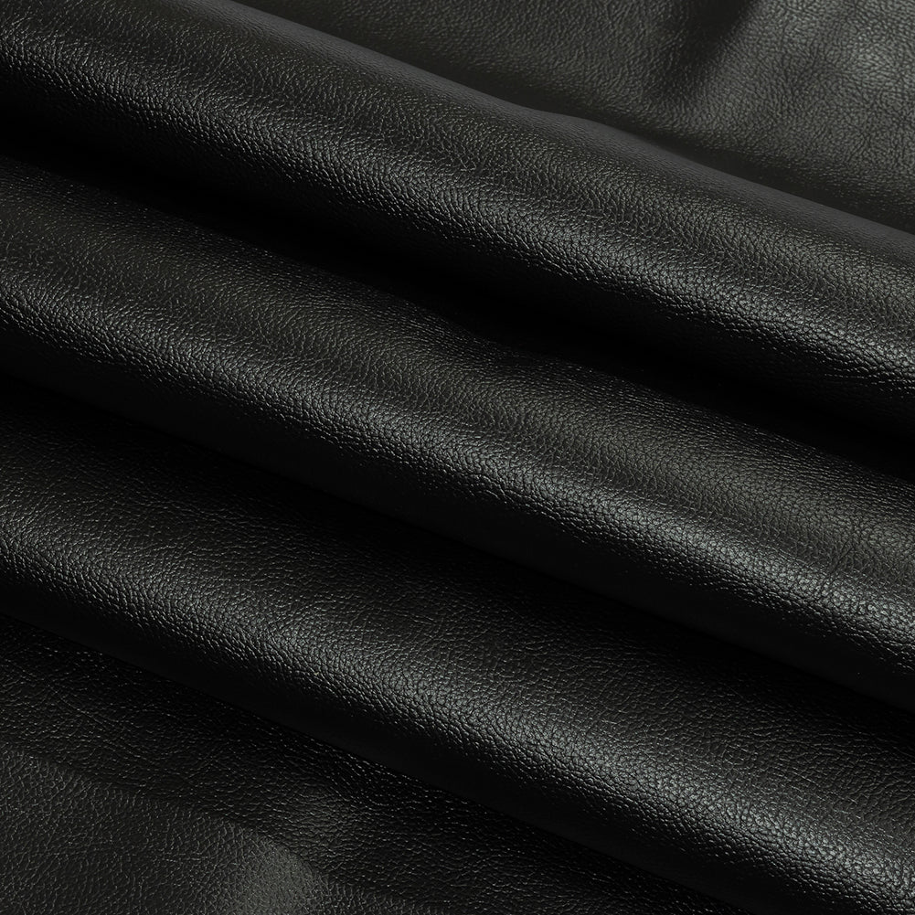 Black Pebbled Heavy Faux Leather Folded