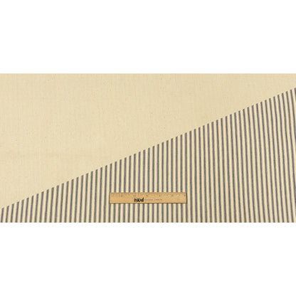 Natural and Blue Bonded Ticking Stripe Twill and Speckled Cotton Twill Full