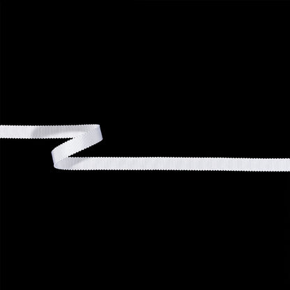 Matte White Recycled Polyester Petersham Grosgrain Ribbon - 9mm