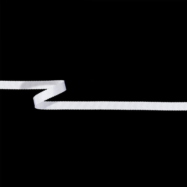 Matte White Recycled Polyester Petersham Grosgrain Ribbon - 9mm