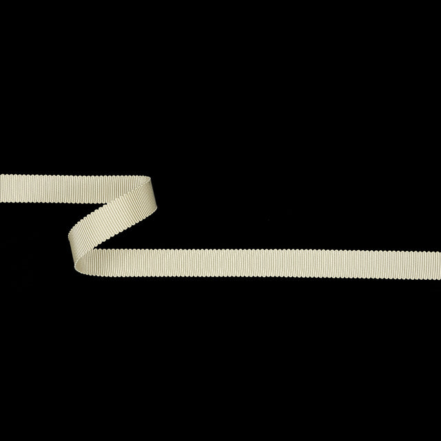 Almond Milk Recycled Polyester Petersham Grosgrain Ribbon - 12mm