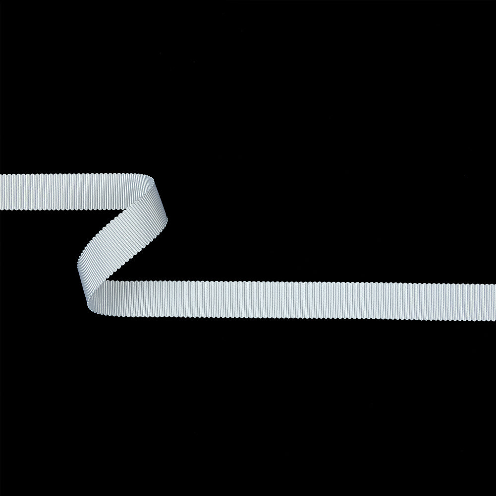 Matte White Recycled Polyester Petersham Grosgrain Ribbon - 15mm