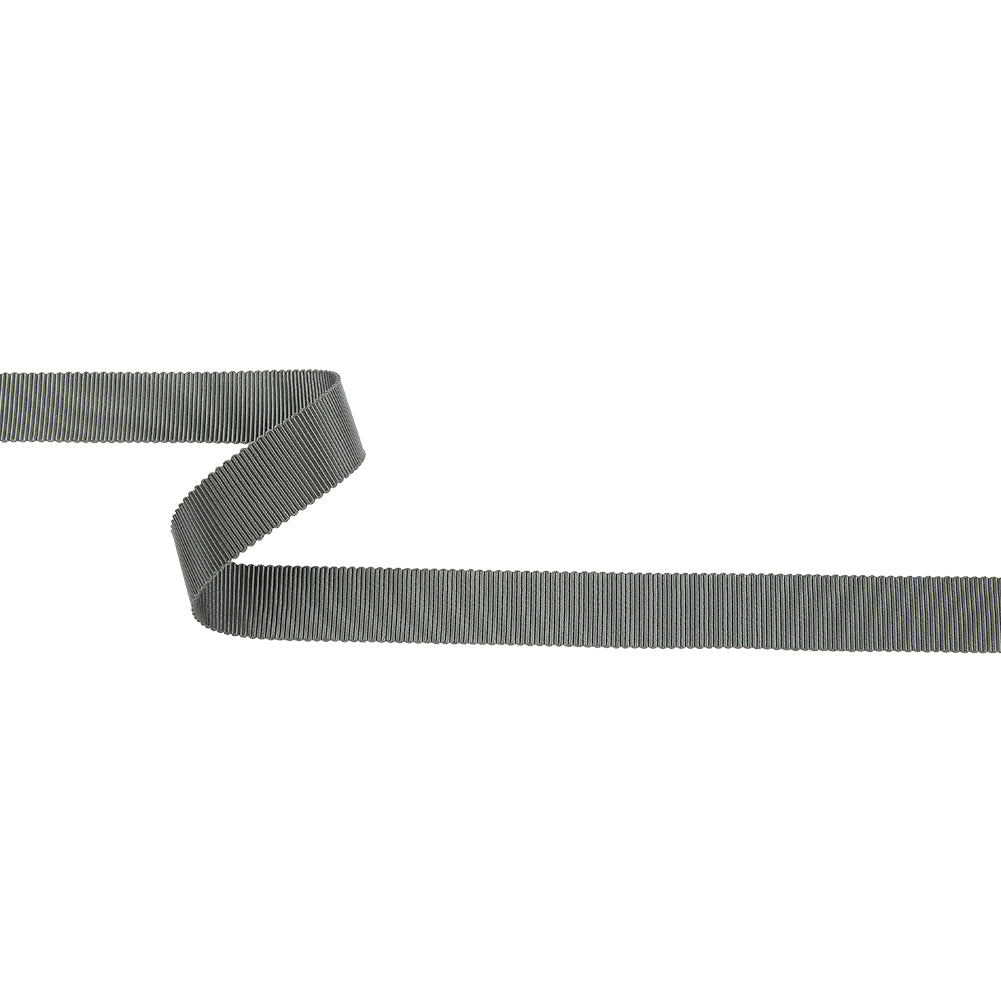 Forged Iron Recycled Polyester Petersham Grosgrain Ribbon - 15mm