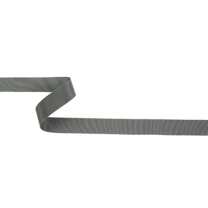 Forged Iron Recycled Polyester Petersham Grosgrain Ribbon - 15mm