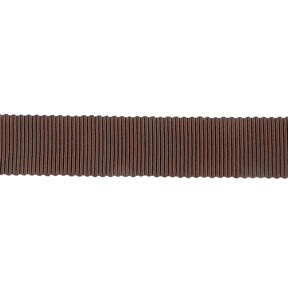 Dark Brown Recycled Polyester Petersham Grosgrain Ribbon - 15mm - Detail