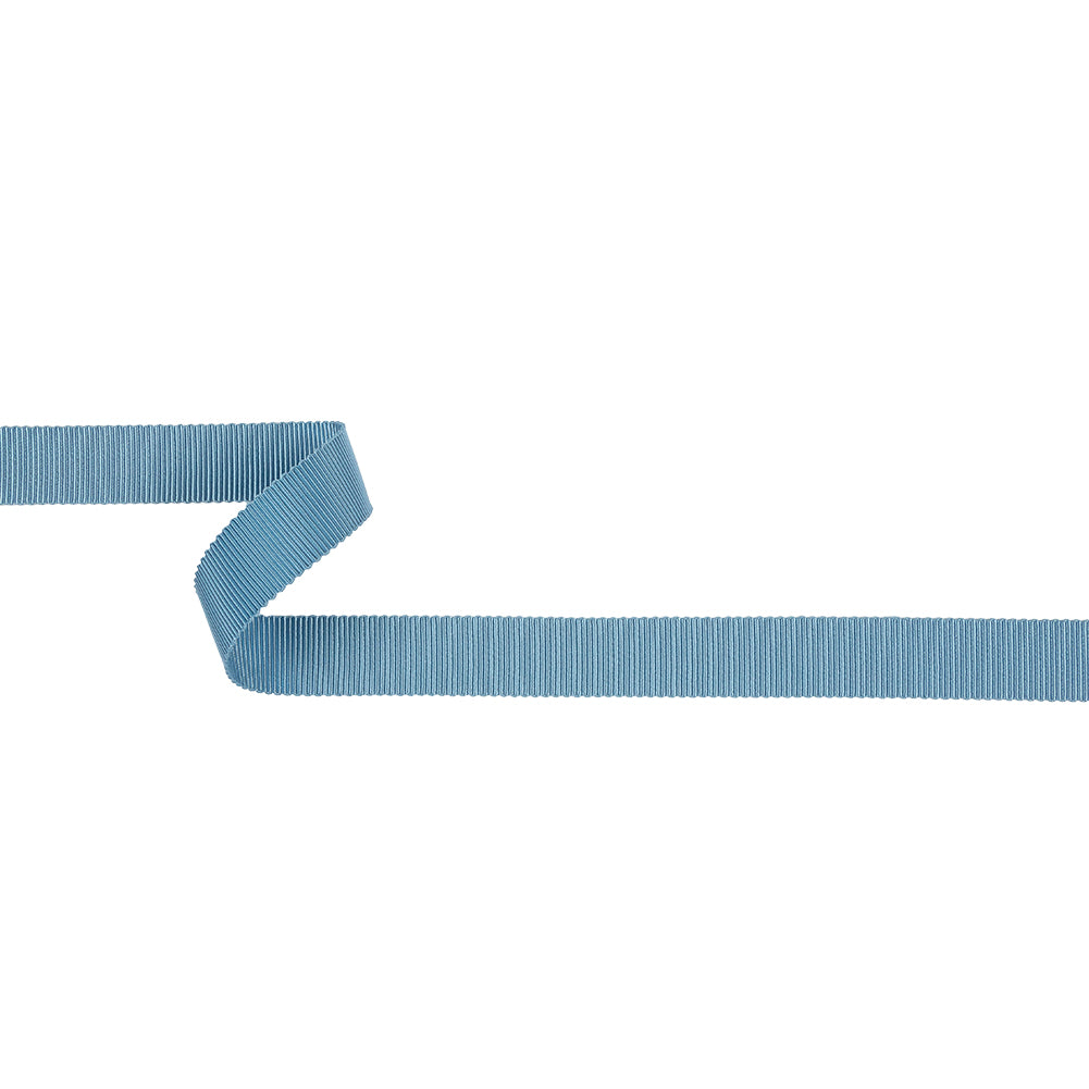 Dusty Blue Recycled Polyester Petersham Grosgrain Ribbon - 15mm