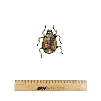Blue Radiance, Gold and Black Beetle Rhinestone and Glass Beaded Applique - 2.5" X 2" Full