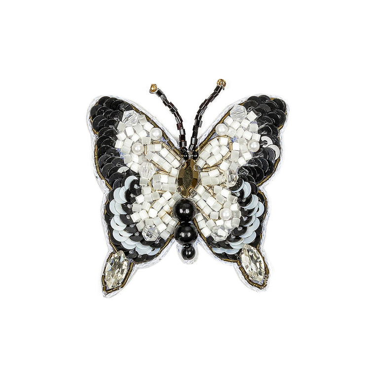 template--26688905969737__main-Black and White Butterfly Rhinestone and Glass Beaded Applique - 2.25" X 2"