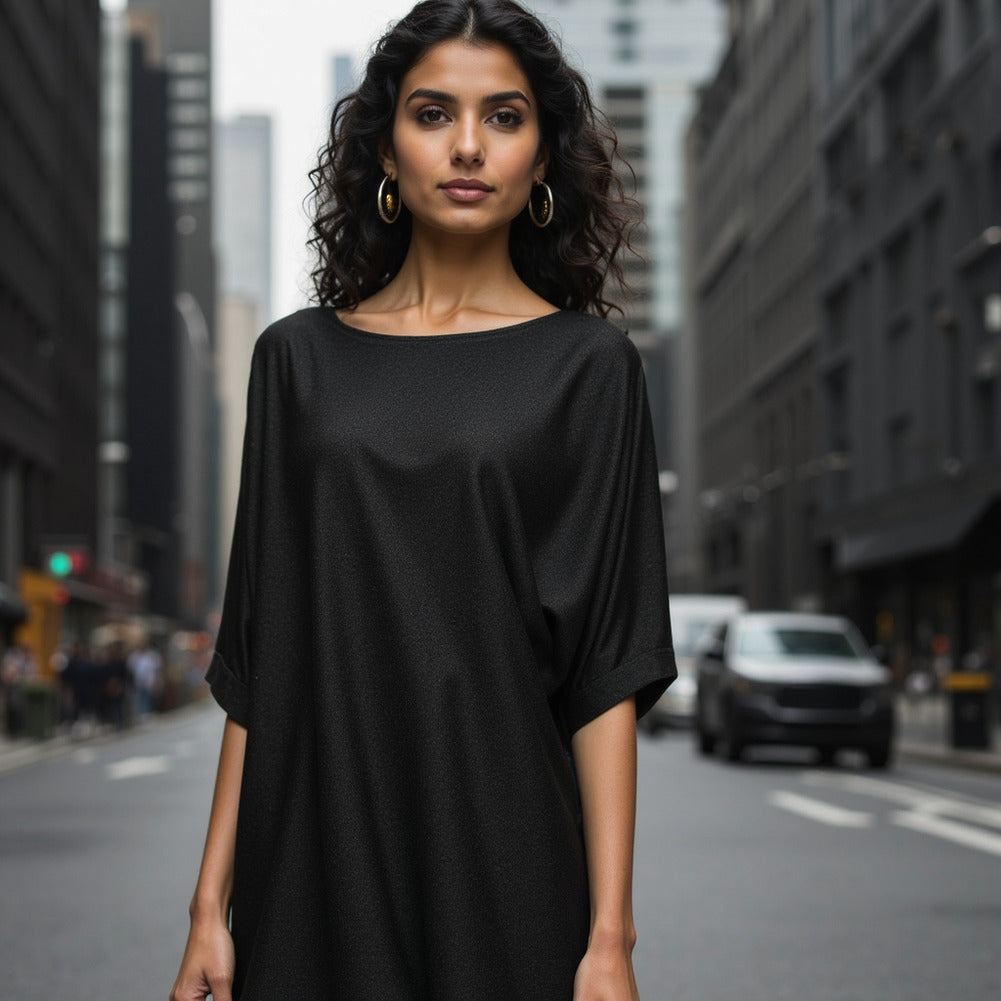 Stretch Polyester Crepe Knit - Black - Arabesque Collection