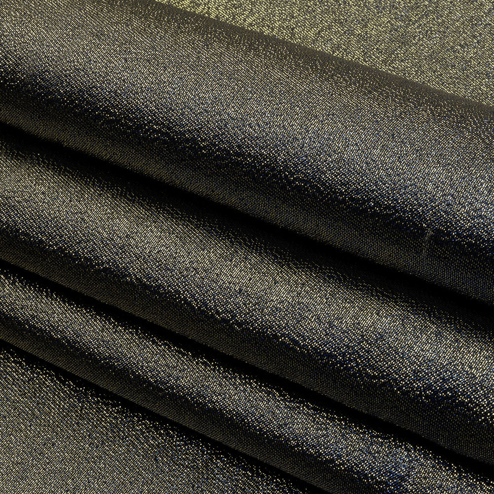 Metallic Polyester Lame - Royal Blue and Black - Glimmer Collection - Folded