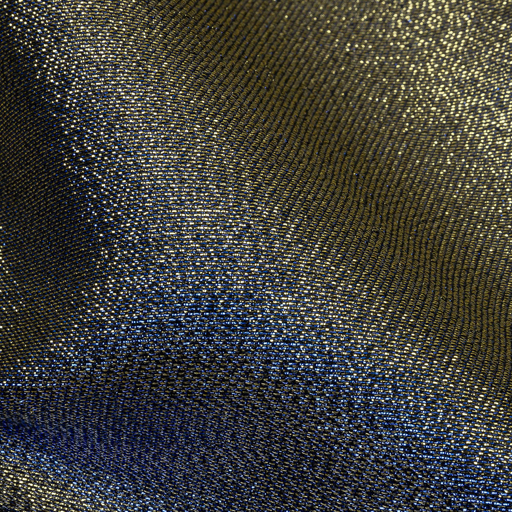 Metallic Polyester Lame - Royal Blue and Black - Glimmer Collection - Detail