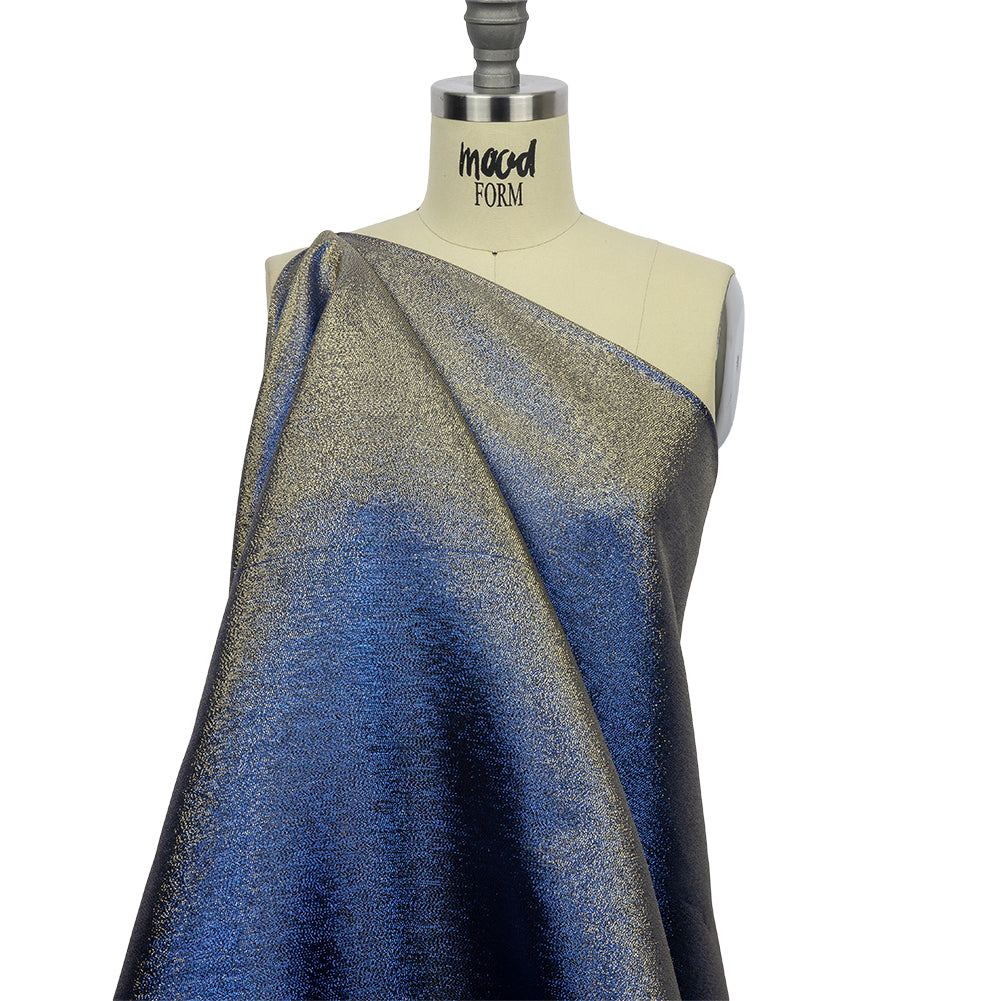 Metallic Polyester Lame - Royal Blue and Black - Glimmer Collection - Drape