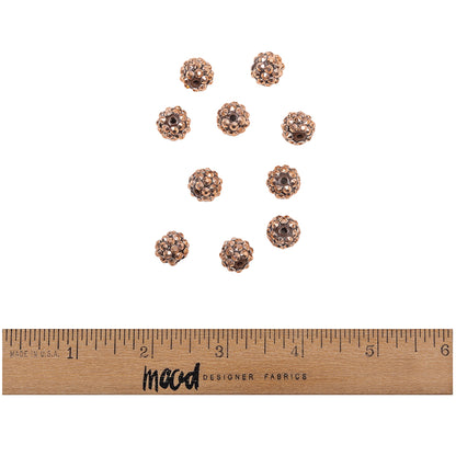 Copper Rhinestone and Resin Faceted 12mm Beads - 10pc Full