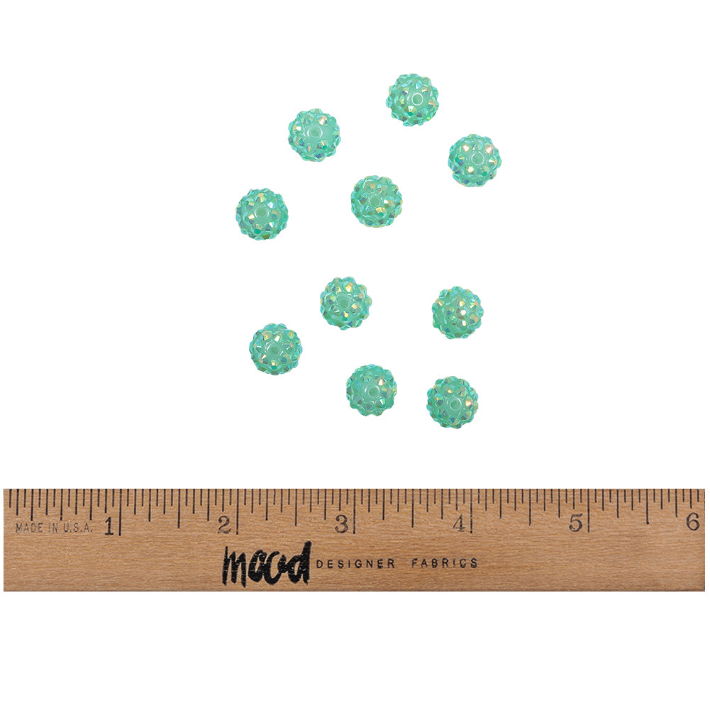 Aqua AB Rhinestone and Resin Faceted 12mm Beads - 10pc Full