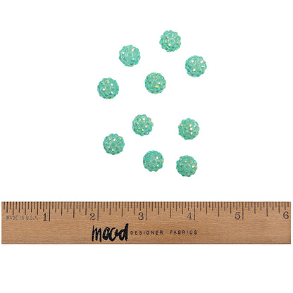 Aqua AB Rhinestone and Resin Faceted 12mm Beads - 10pc Full