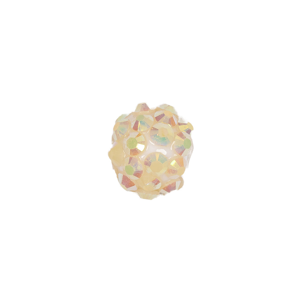 White AB Rhinestone and Resin Faceted 12mm Beads - 10pc Detail