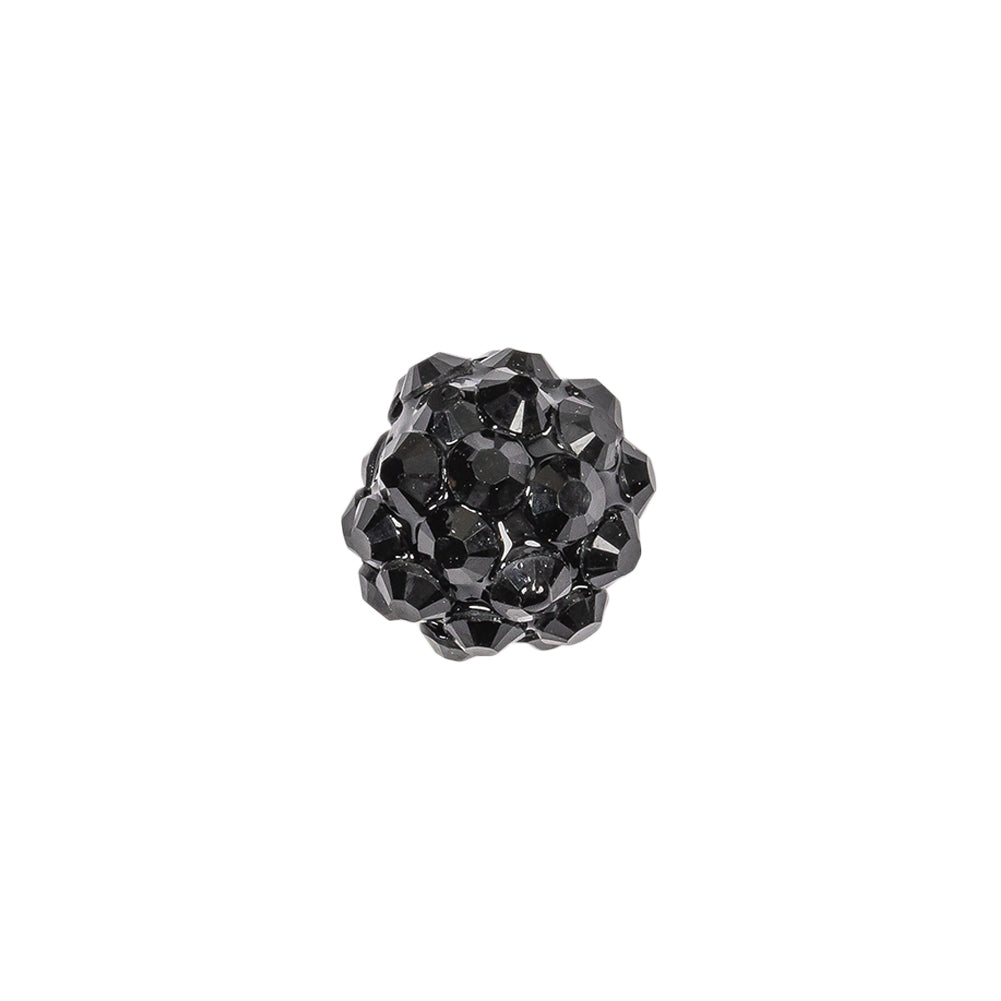 Black Rhinestone and Resin Faceted 12mm Beads - 10pc Detail