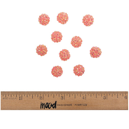 Pink AB Rhinestone and Resin Faceted 14mm Beads - 10pc Full