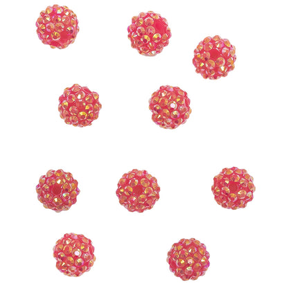 Fuchsia AB Rhinestone and Resin Faceted 14mm Beads - 10pc