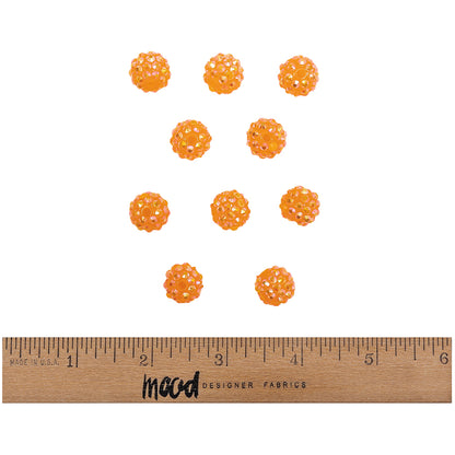 Orange AB Rhinestone and Resin Faceted 14mm Beads - 10pc Full