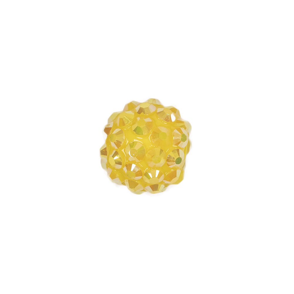 Yellow AB Rhinestone and Resin Faceted 14mm Beads - 10pc Detail