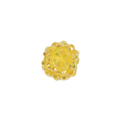 Yellow AB Rhinestone and Resin Faceted 14mm Beads - 10pc Detail
