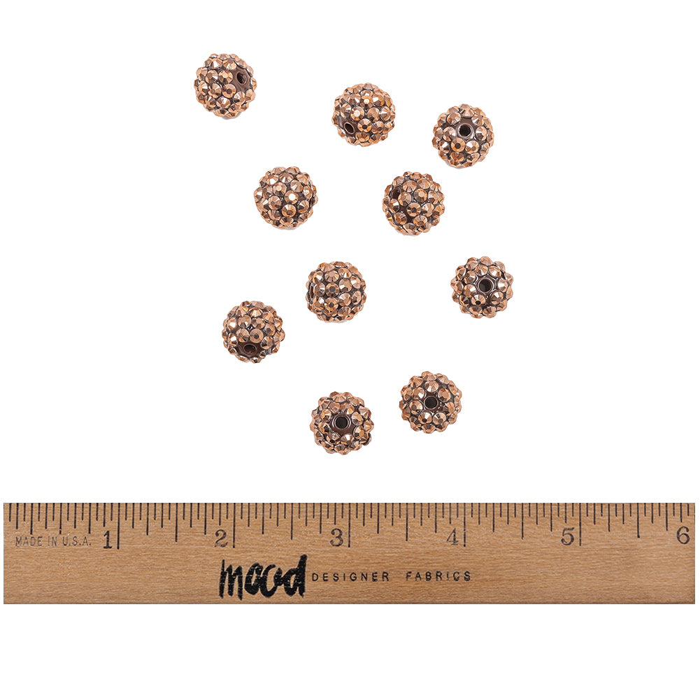 Copper Rhinestone and Resin Faceted 14mm Beads - 10pc Full