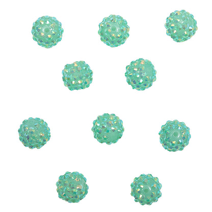 Aqua AB Rhinestone and Resin Faceted 14mm Beads - 10pc