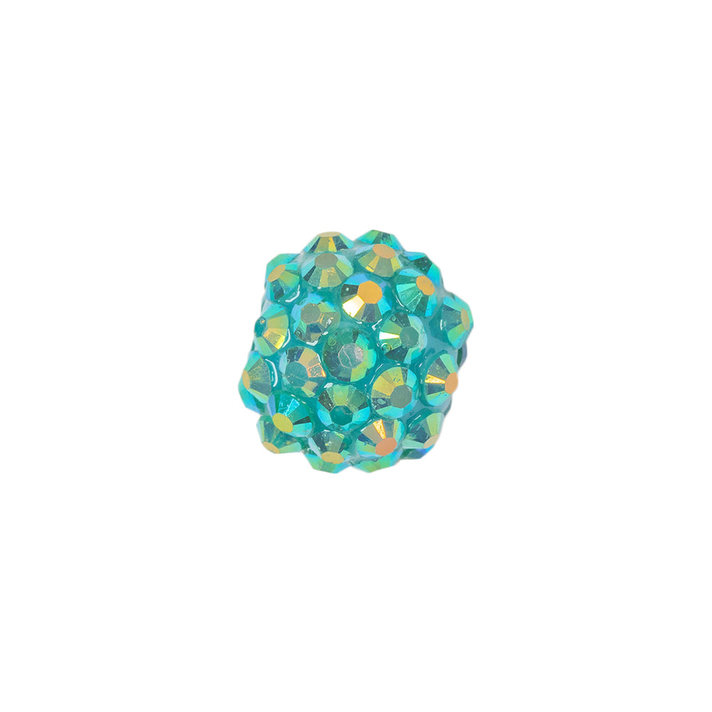 Turquoise AB Rhinestone and Resin Faceted 14mm Beads - 10pc Detail
